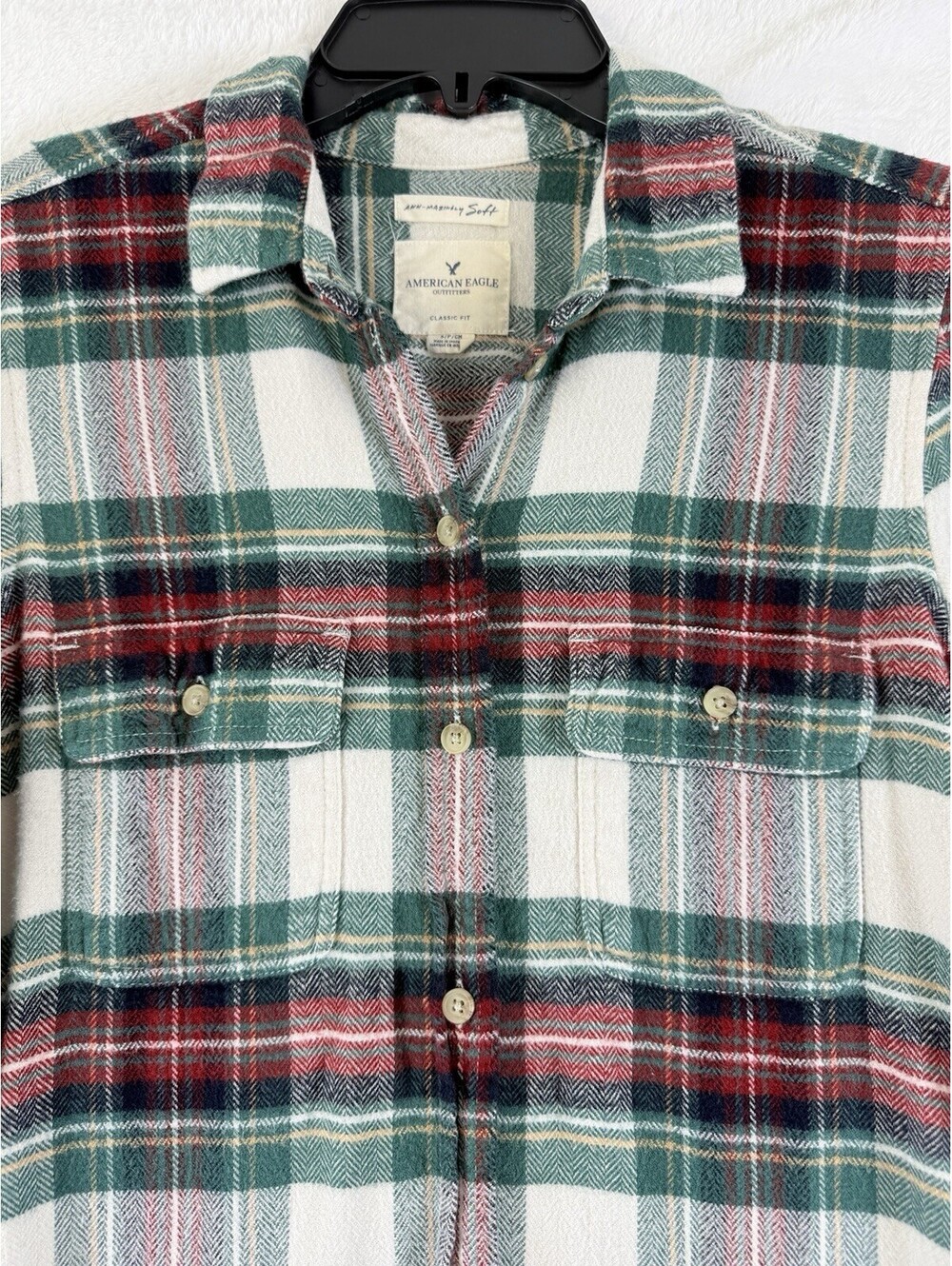 American Eagle Amazingly Soft Shirt Small Womens Red Plaid Top Long Sleeve